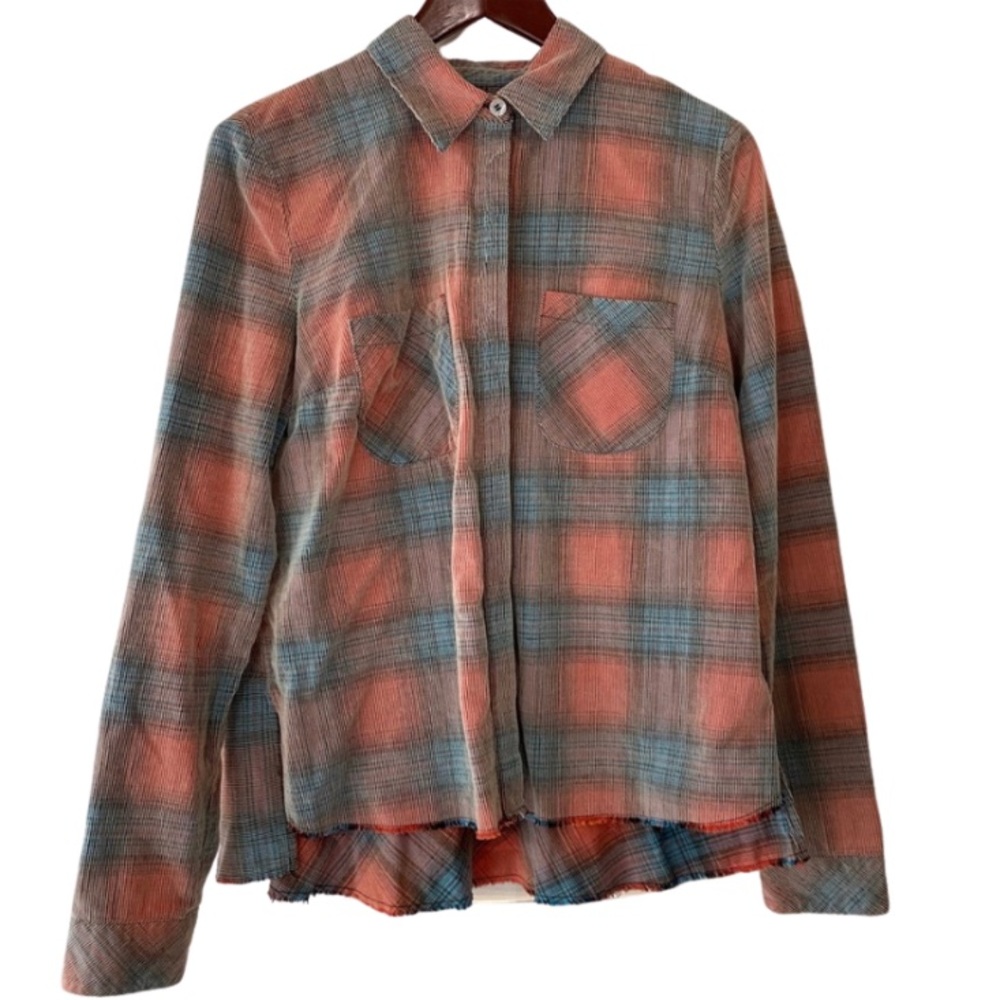 Free People Plaid Button Front Shirt Small